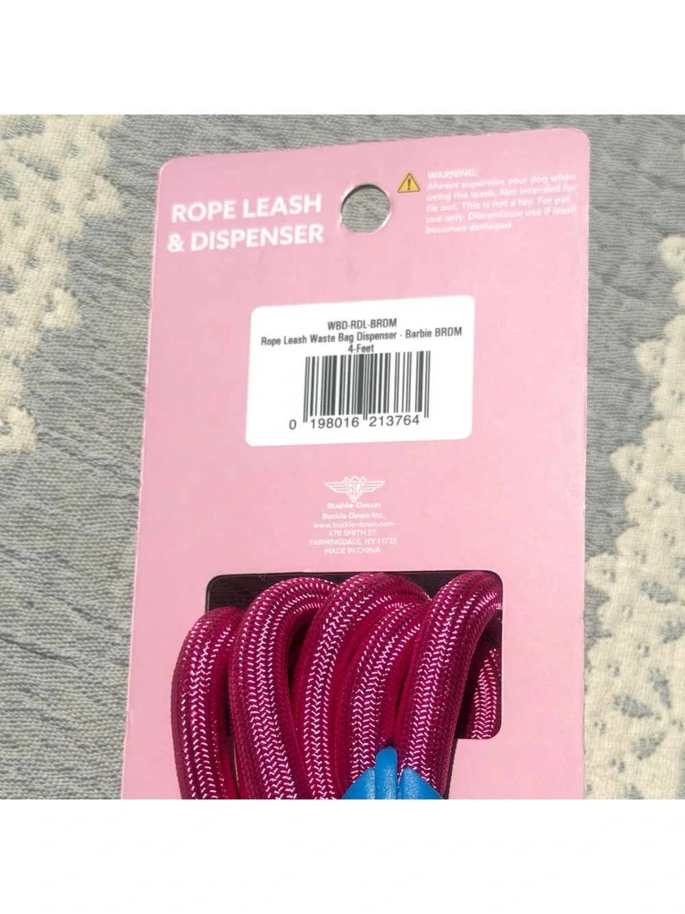 Buckle-Down Barbie Rope Leash + Waste Dispenser Pouch Charm Hot Pink 4-ft NWT